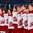 BUFFALO, NEW YORK - JANUARY 4: Denmark's captain Christian Mathiasen-Wejse #13 and his teammates sing the national anthem following their victory over Belarus during the relegation round of the 2018 IIHF World Junior Championship. (Photo by Andrea Cardin/HHOF-IIHF Images)

